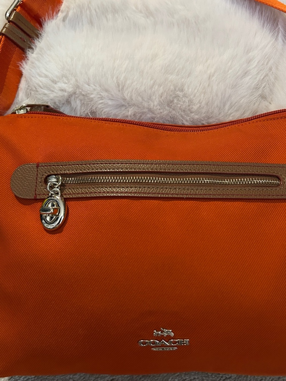 Coach 2015-2016 Sawyer Crossbody Bag Tan Leather Trim on Poly Twill $195 Retail